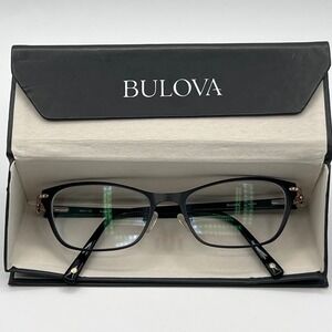 Bulova Kaser Black‎ Metal Eyeglasses Frame Women Cat Eye 53017-145  Frame only